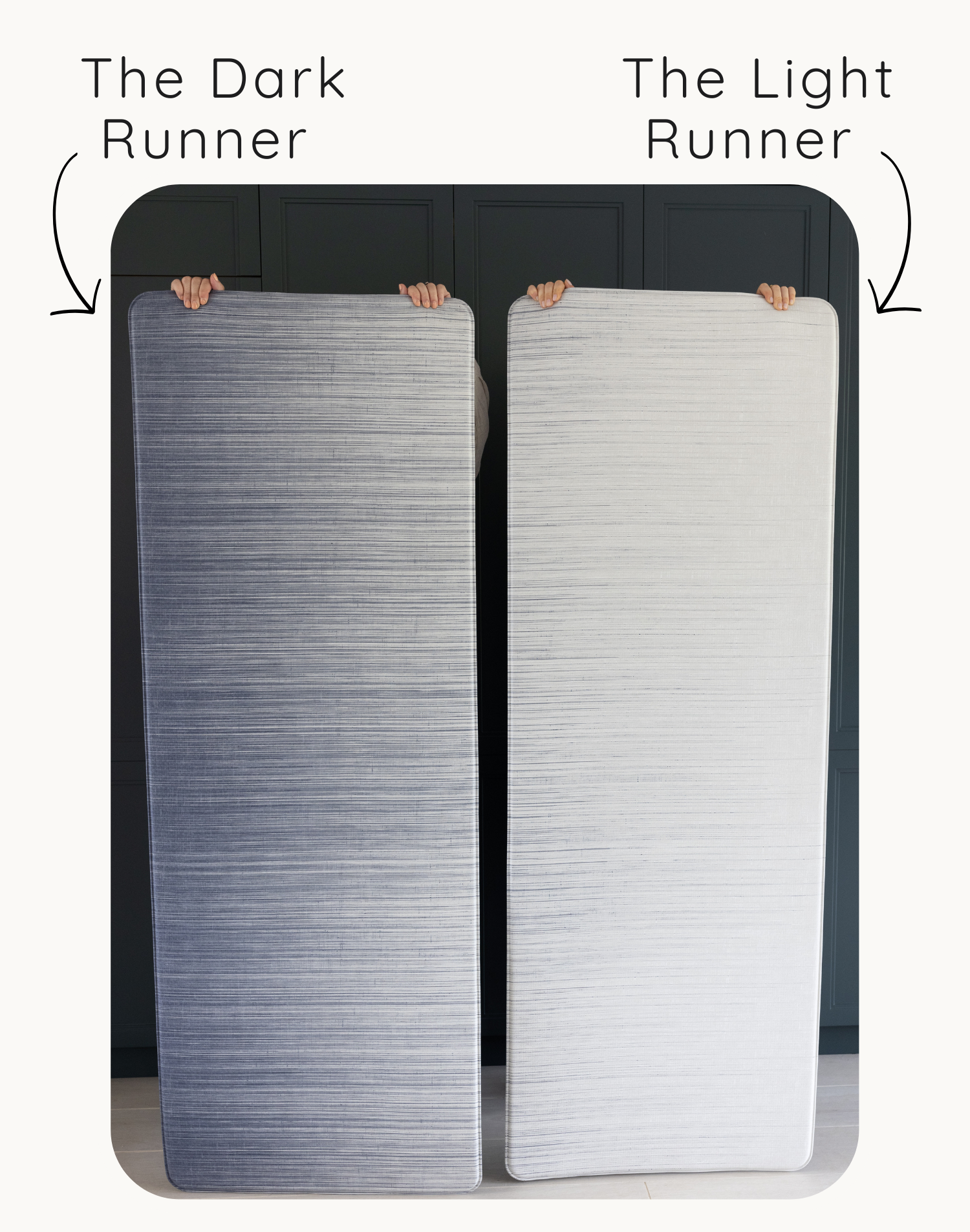 Comparison of the darker and lighter Kasuri play runners so you can choose the design that best suits your space 