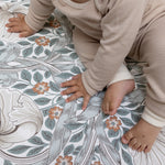 close up of William Morris's Pimpernel design on baby play mat