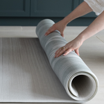 Unrolling the Foam mat made with quality materials and featuring neutral tan and beige design